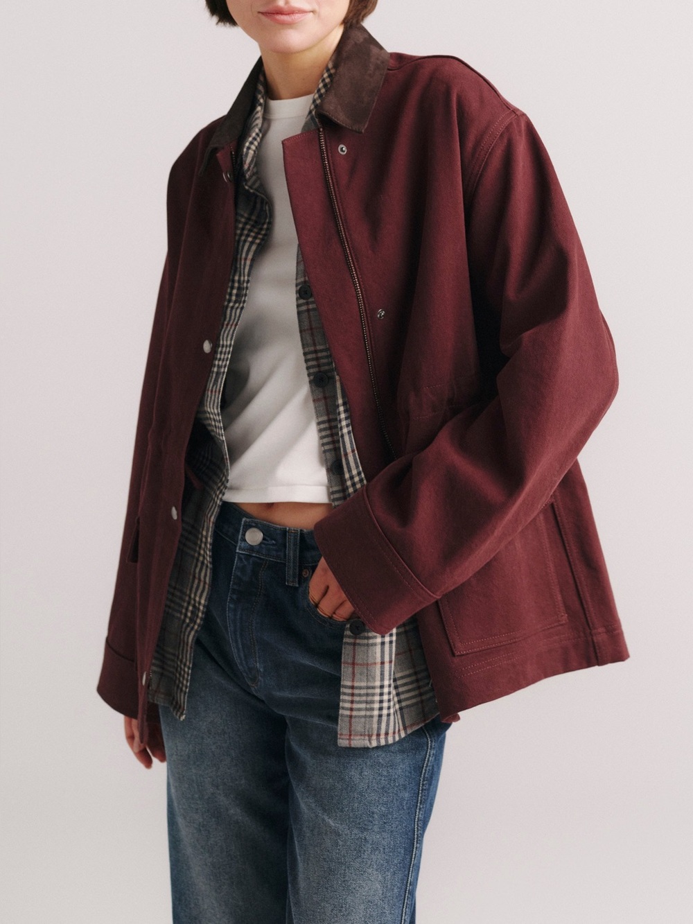 NWT DL1961 x Olympia Cinched Barn Jacket in Vin Rouge (Burgundy), Size Small